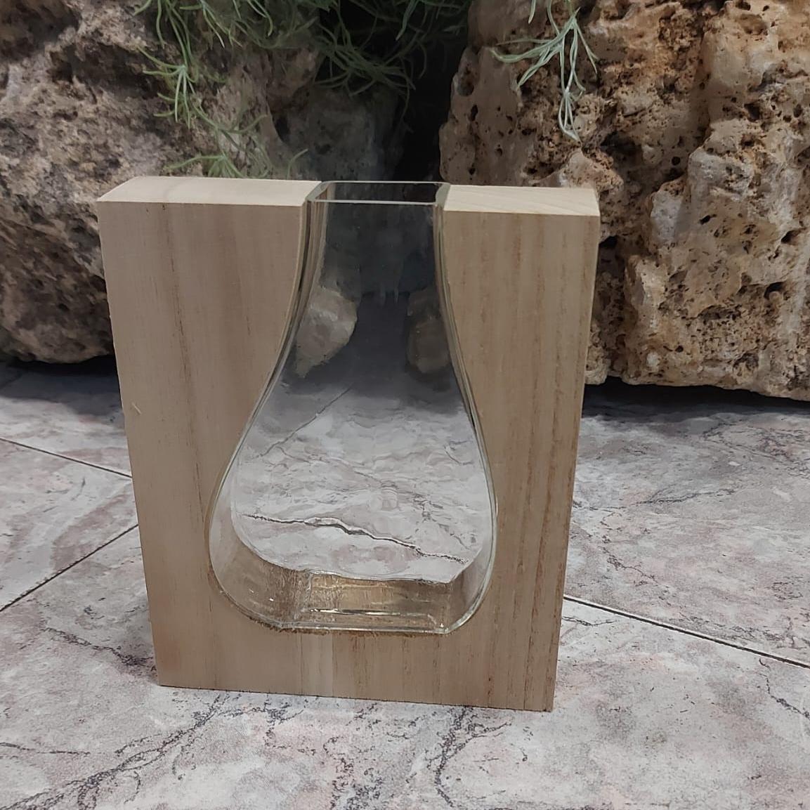 comprar Jarrón decorativo de madera y cristal